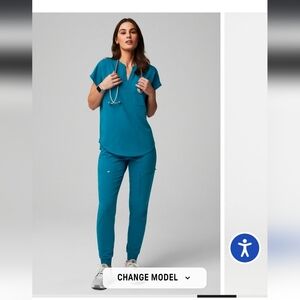 Fabletics Turquoise Joggers with Yellow Drawstring